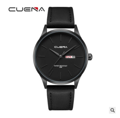 CUENA quartz watch waterproof belt simple watch men's belt watch quartz watch