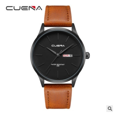 CUENA quartz watch waterproof belt simple watch men's belt watch quartz watch