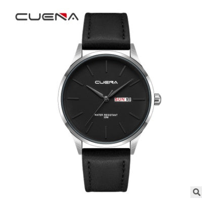 CUENA quartz watch waterproof belt simple watch men's belt watch quartz watch